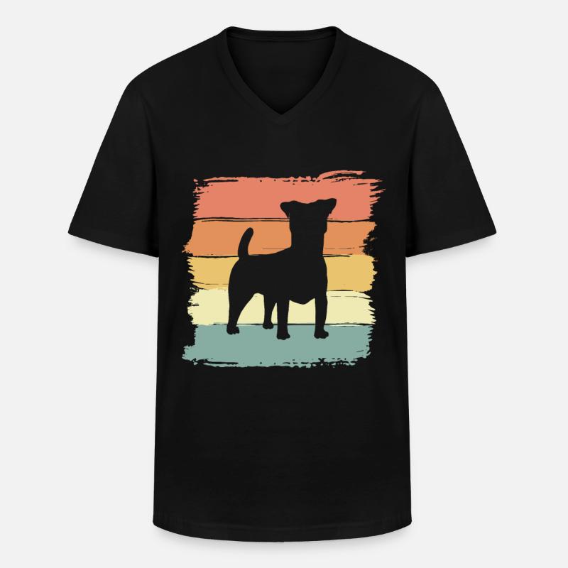 Russel-Terrier Retro - Männer-T-Shirt mit V-Ausschnitt - Schwarz