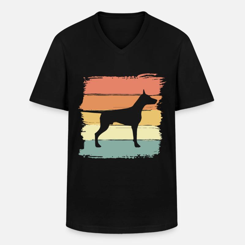 Dobermann retro - Männer-T-Shirt mit V-Ausschnitt - Schwarz