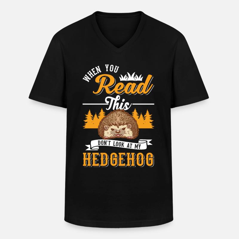 Igel Geschenk Stacheligel - Männer-T-Shirt mit V-Ausschnitt - Schwarz