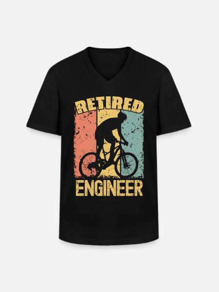 Biking retired engineer - Men's V-Neck T-Shirt - black