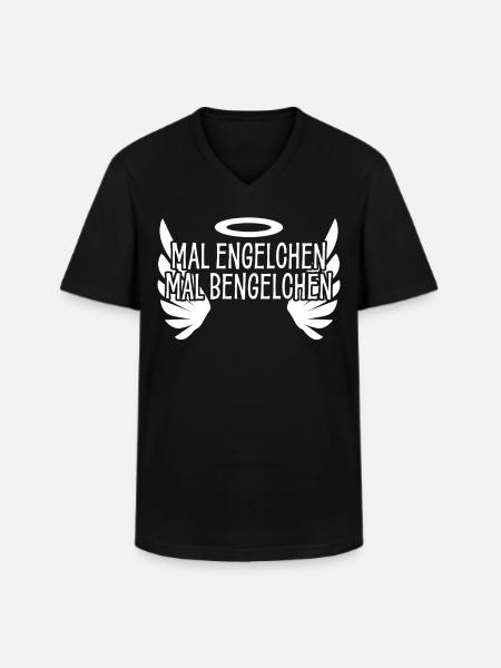 Bengelchen Engelchen Engel Bengel - Männer-T-Shirt mit V-Ausschnitt - Schwarz