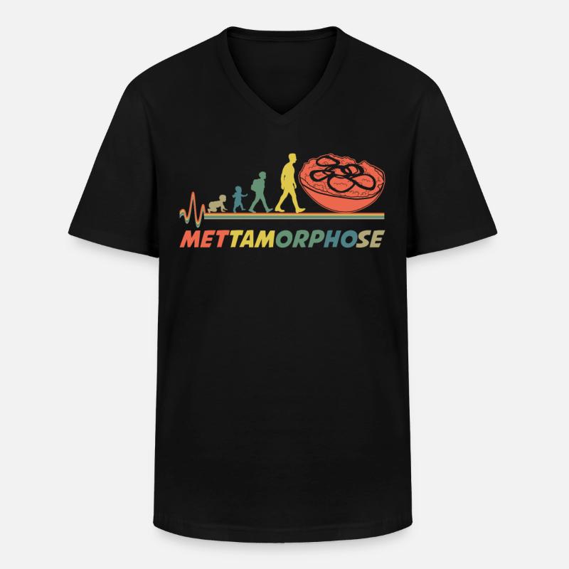 Mettbrötchen Hackfleisch Mett - Männer-T-Shirt mit V-Ausschnitt - Schwarz