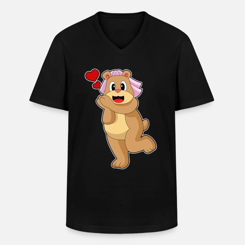 Bear Bride Veil Wedding - Men's V-Neck T-Shirt - black