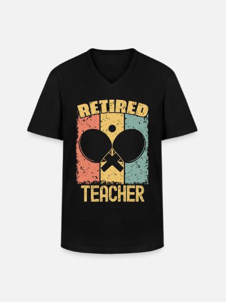 Table-tennis retired teacher - Men's V-Neck T-Shirt - black