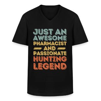 Pharmacien Légende de la chasse rétro - T-shirt col V Homme - noir - Devant - AI Model Male 178 dark (178cm)