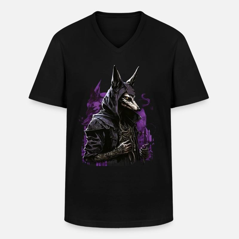 Anubis Totengott Futuristisch Geschenk - Männer-T-Shirt mit V-Ausschnitt - Schwarz