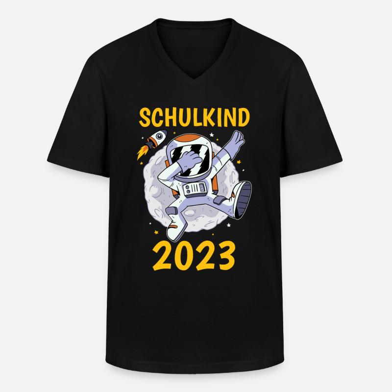 Einschulung 2023 Schulkind Astronaut - Männer-T-Shirt mit V-Ausschnitt - Schwarz