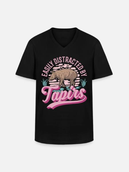 Easily distracted by Tapirs - Männer-T-Shirt mit V-Ausschnitt - Schwarz