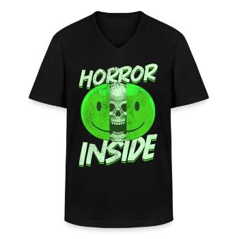 Festival du film d’horreur zombie + Halloween - T-shirt col V Homme - noir - Devant - AI Model Male 178 dark (178cm)