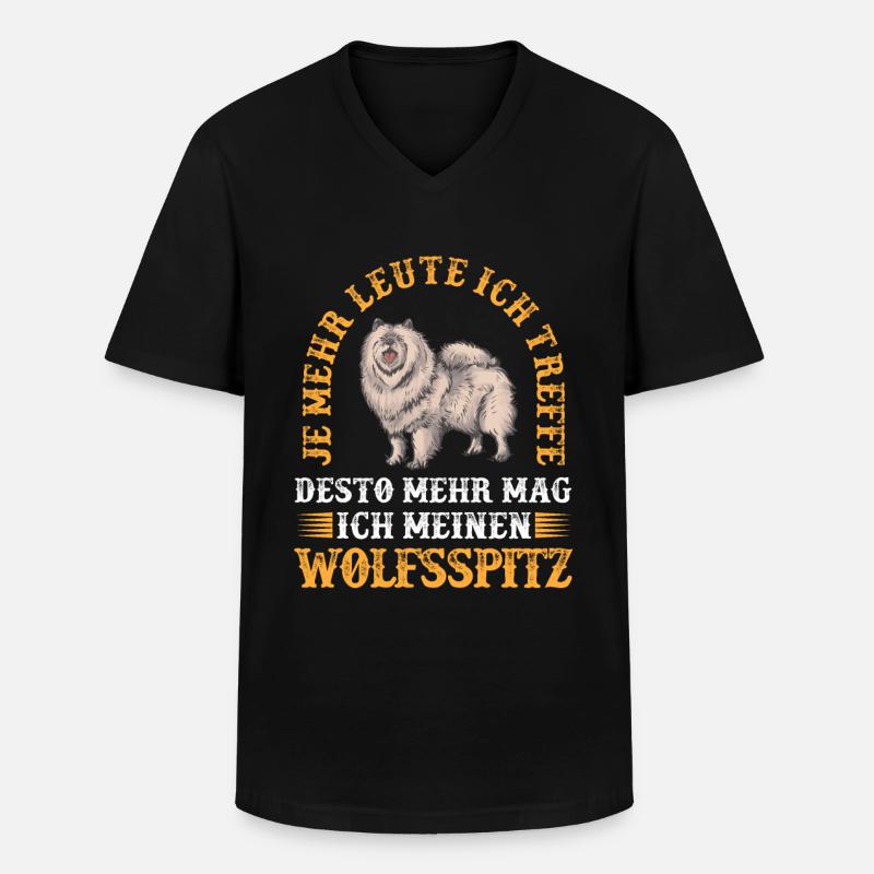 Wolfsspitz mehr mögen Deutscher Keeshond - Männer-T-Shirt mit V-Ausschnitt - Schwarz