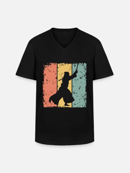Kendo retro - Men's V-Neck T-Shirt - black