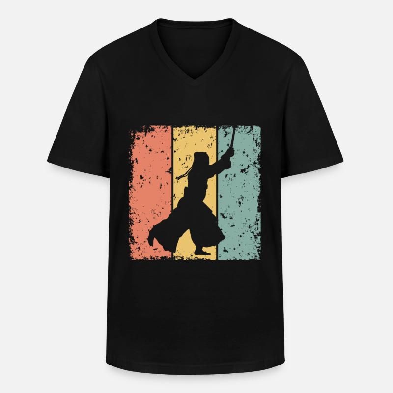 Kendo Retro - Männer-T-Shirt mit V-Ausschnitt - Schwarz