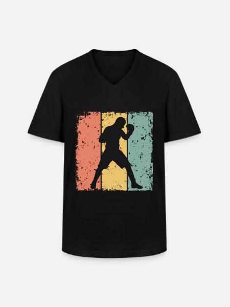 Boxe rétro - T-shirt col V Homme - noir