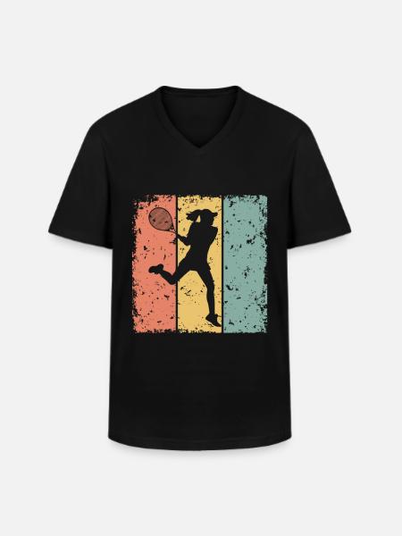 Women Tennis retro - Men's V-Neck T-Shirt - black
