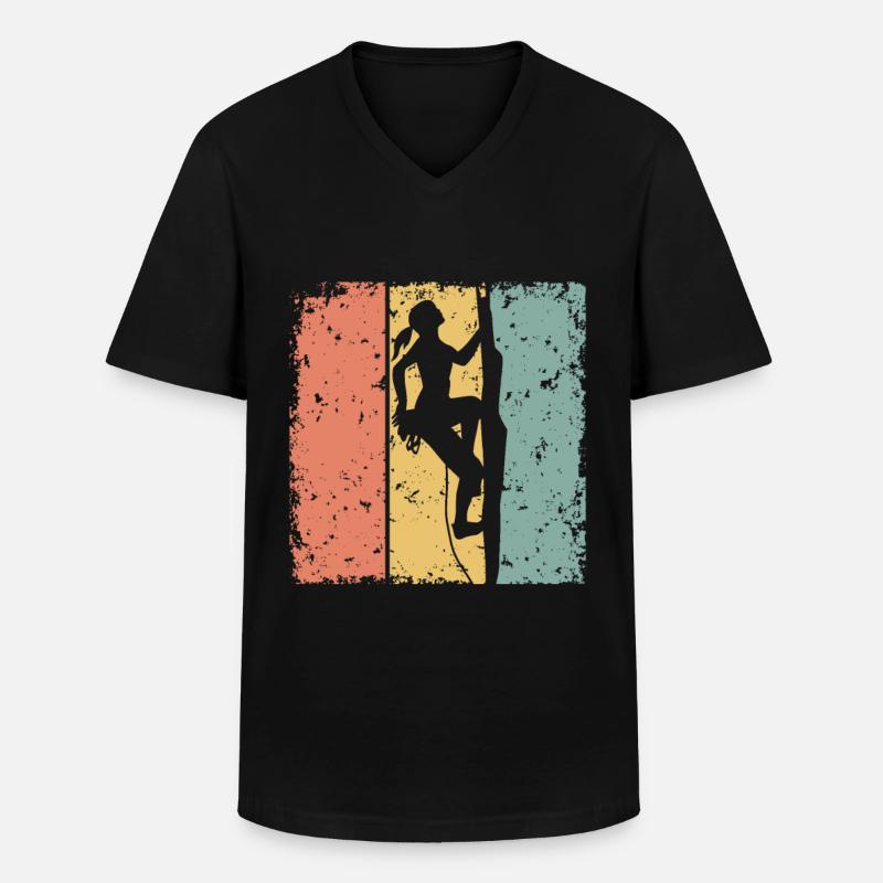 Frauen Klettern retro - Männer-T-Shirt mit V-Ausschnitt - Schwarz