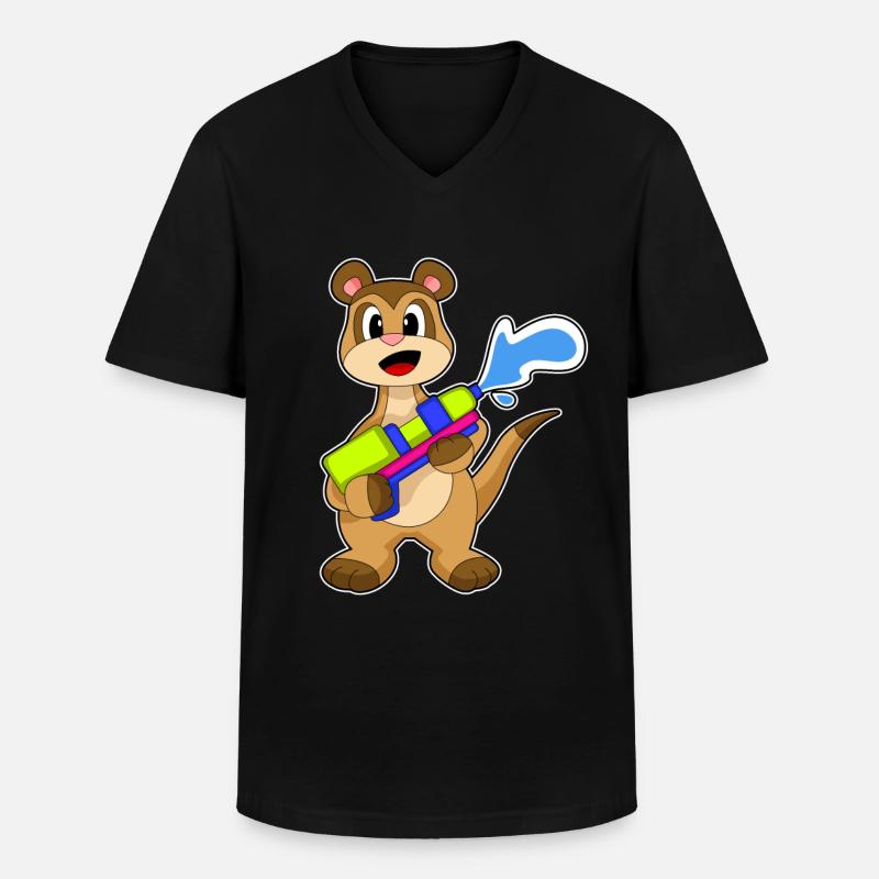 Erdmännchen Wasserpistole - Männer-T-Shirt mit V-Ausschnitt - Schwarz