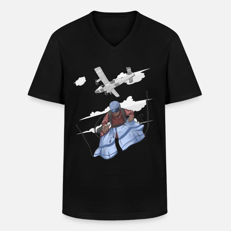 Fallschirmspringen Springen - Männer-T-Shirt mit V-Ausschnitt - Schwarz