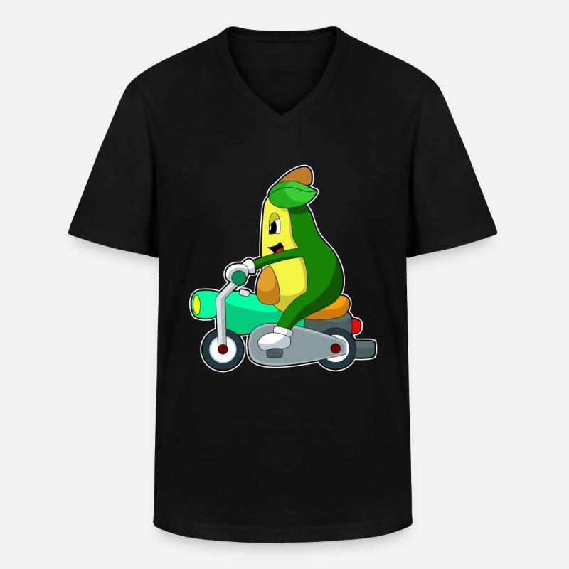 Avocado Motorrad - Männer-T-Shirt mit V-Ausschnitt - Schwarz