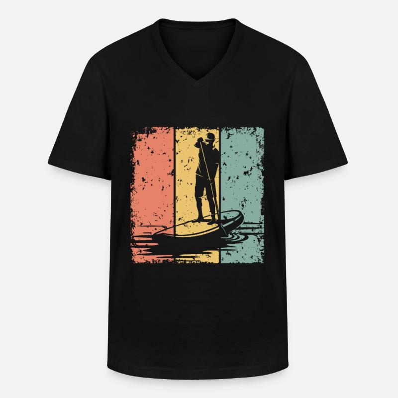 Paddleboard Retro - Männer-T-Shirt mit V-Ausschnitt - Schwarz