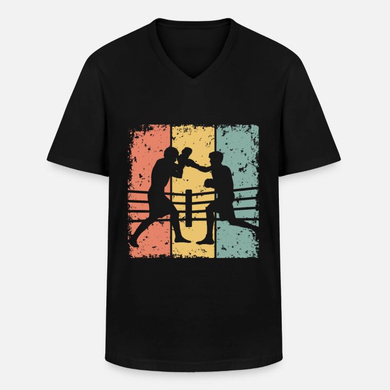 Boxen retro - Männer-T-Shirt mit V-Ausschnitt - Schwarz