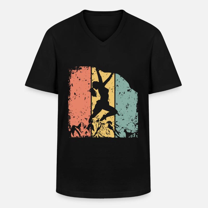 Frauen Klettern retro - Männer-T-Shirt mit V-Ausschnitt - Schwarz