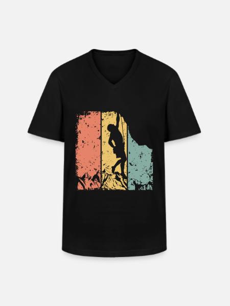Climbing retro - Men's V-Neck T-Shirt - black