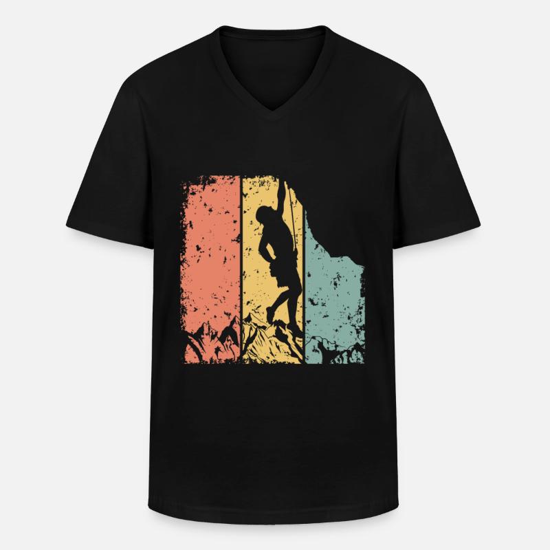 Klettern im Retro - Männer-T-Shirt mit V-Ausschnitt - Schwarz