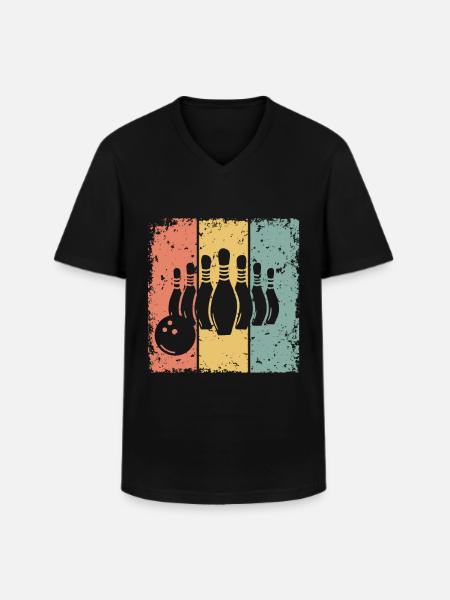 Bowling retro - Men's V-Neck T-Shirt - black
