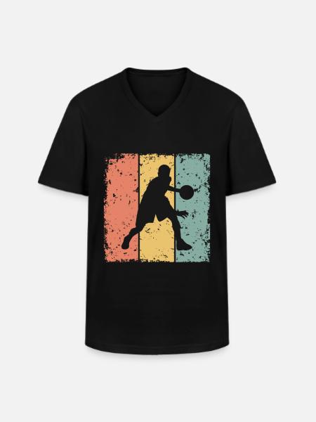 Basketball retro - Men's V-Neck T-Shirt - black