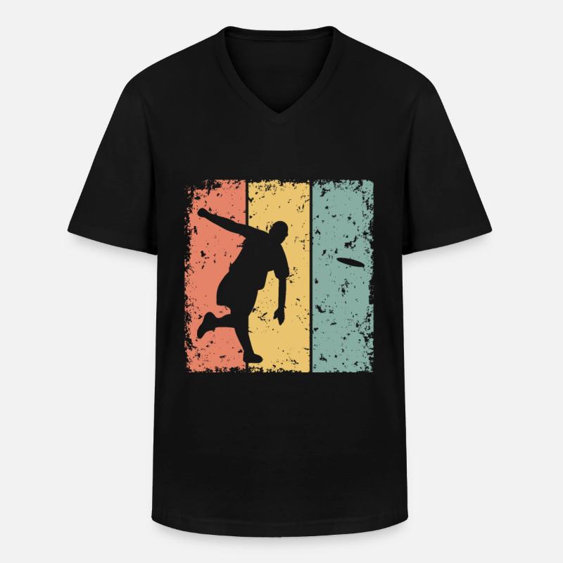 Frisbee Retro - Männer-T-Shirt mit V-Ausschnitt - Schwarz