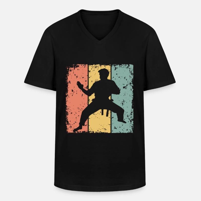 Karate Retro - Männer-T-Shirt mit V-Ausschnitt - Schwarz