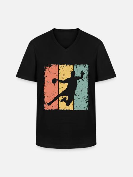 Handball retro - Männer-T-Shirt mit V-Ausschnitt - Schwarz