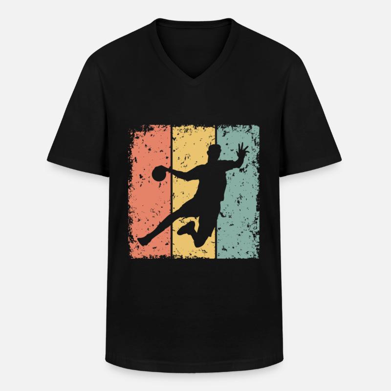 Handball retro - Männer-T-Shirt mit V-Ausschnitt - Schwarz