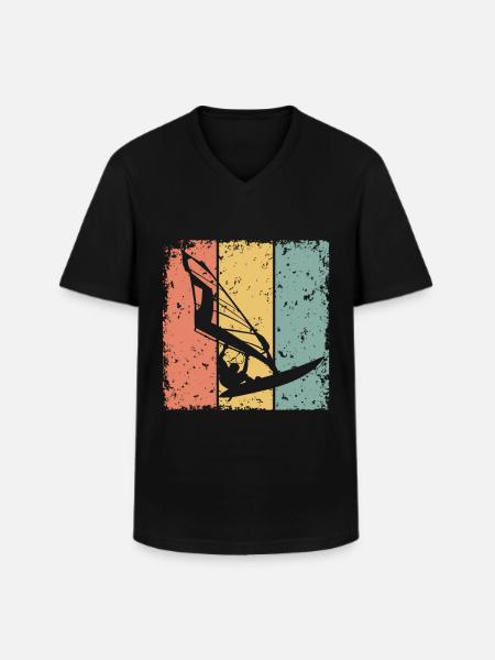Windsurfing retro - Men's V-Neck T-Shirt - black