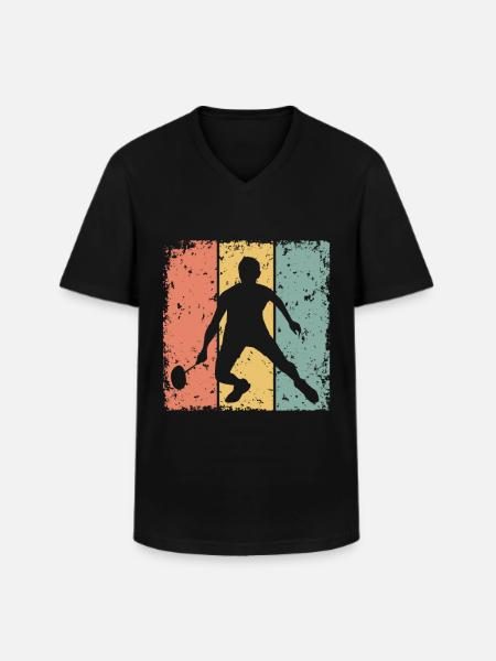 Badminton retro - Men's V-Neck T-Shirt - black