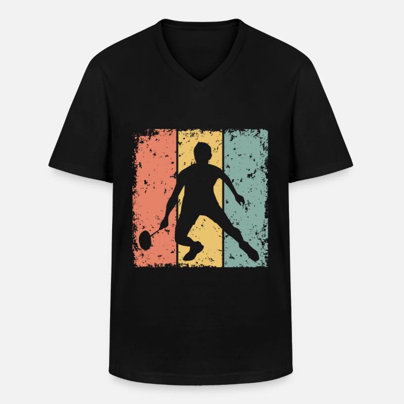 Badminton Retro - Männer-T-Shirt mit V-Ausschnitt - Schwarz