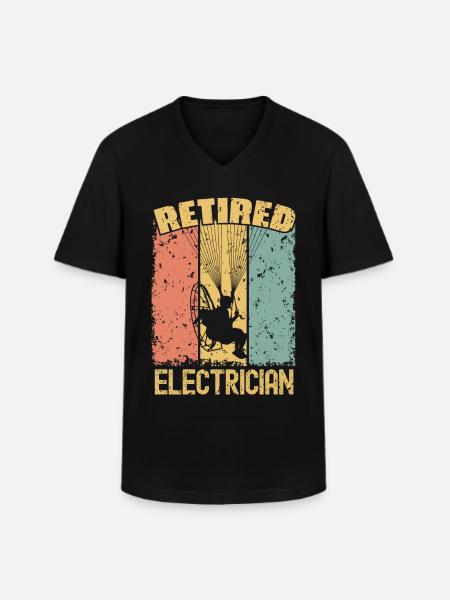 Paramotor retired electrician - Men's V-Neck T-Shirt - black
