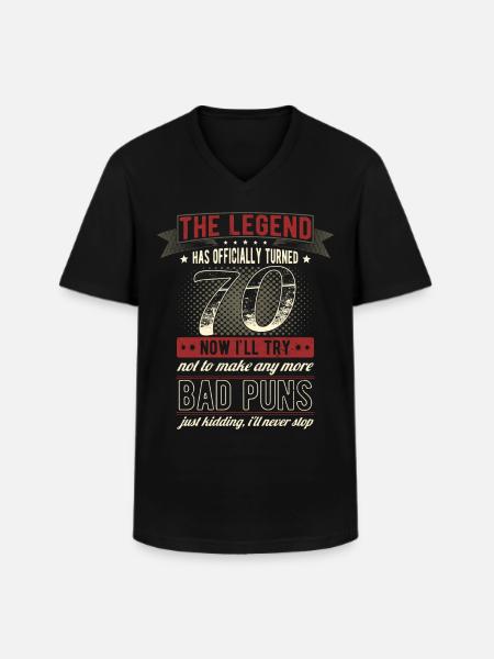Legenden officielt 70 års 70 års fødselsdag - Klassisk herre T-shirt med V-udskæring - sort