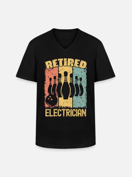 Bowling retired electrician - Men's V-Neck T-Shirt - black