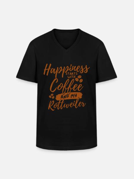 Coffee Rottweiler lover - Men's V-Neck T-Shirt - black