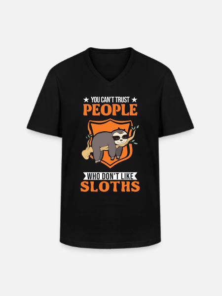 Sloth Lover - Men's V-Neck T-Shirt - black