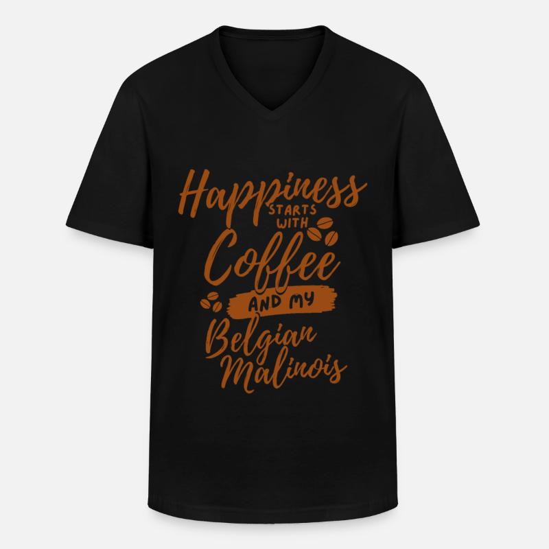 Kaffee Malinois Liebhaber - Männer-T-Shirt mit V-Ausschnitt - Schwarz