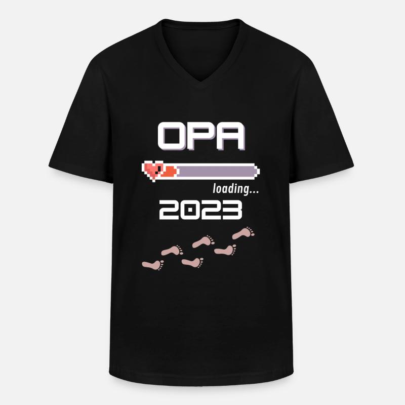 Opa 2023 loading... - Männer-T-Shirt mit V-Ausschnitt - Schwarz