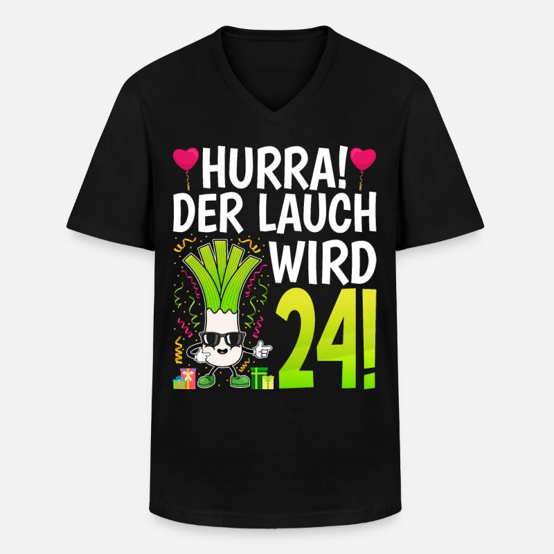 Hurra der Lauch wird 24 - Männer-T-Shirt mit V-Ausschnitt - Schwarz