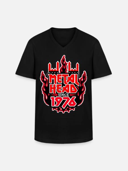 METALHEAD since 1976 - Männer-T-Shirt mit V-Ausschnitt - Schwarz
