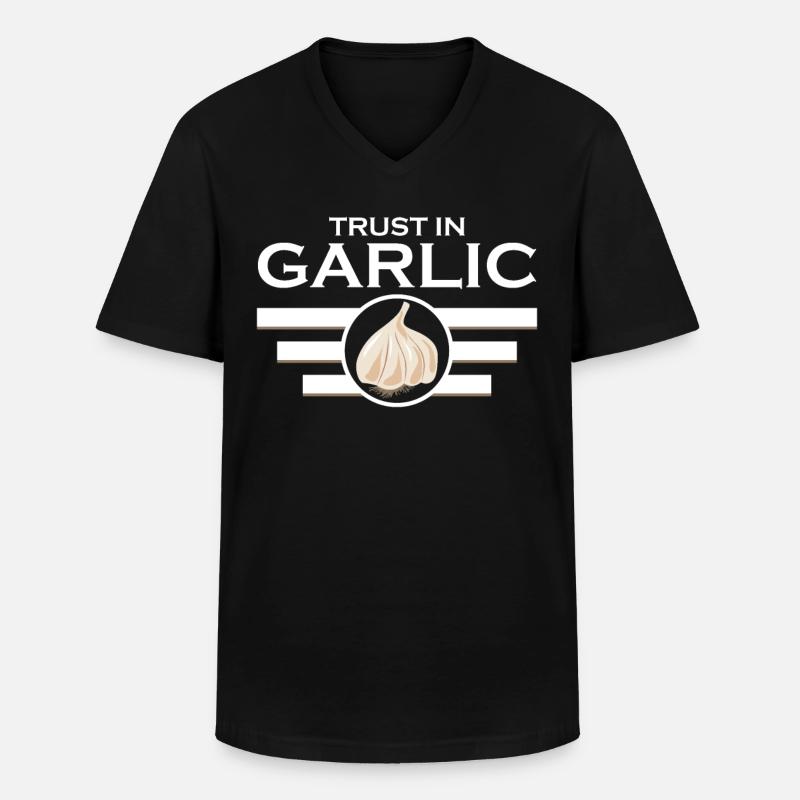 Trust in Garlic - Männer-T-Shirt mit V-Ausschnitt - Schwarz
