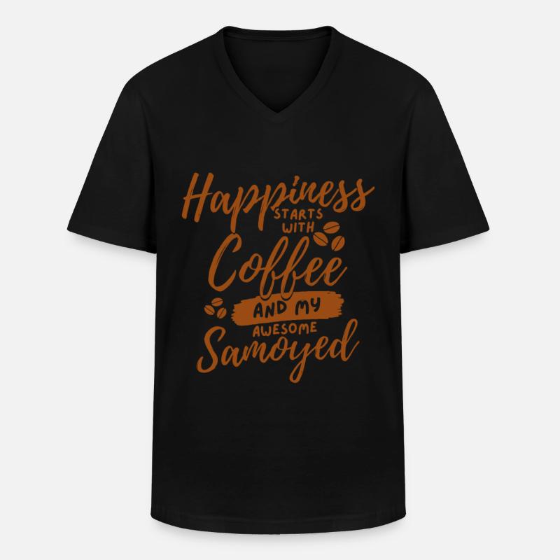 Kaffee Samojeden-Liebhaber - Männer-T-Shirt mit V-Ausschnitt - Schwarz