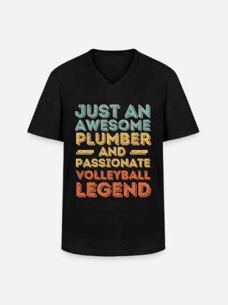 Plumber Volleyball legend retro - Men's V-Neck T-Shirt - black