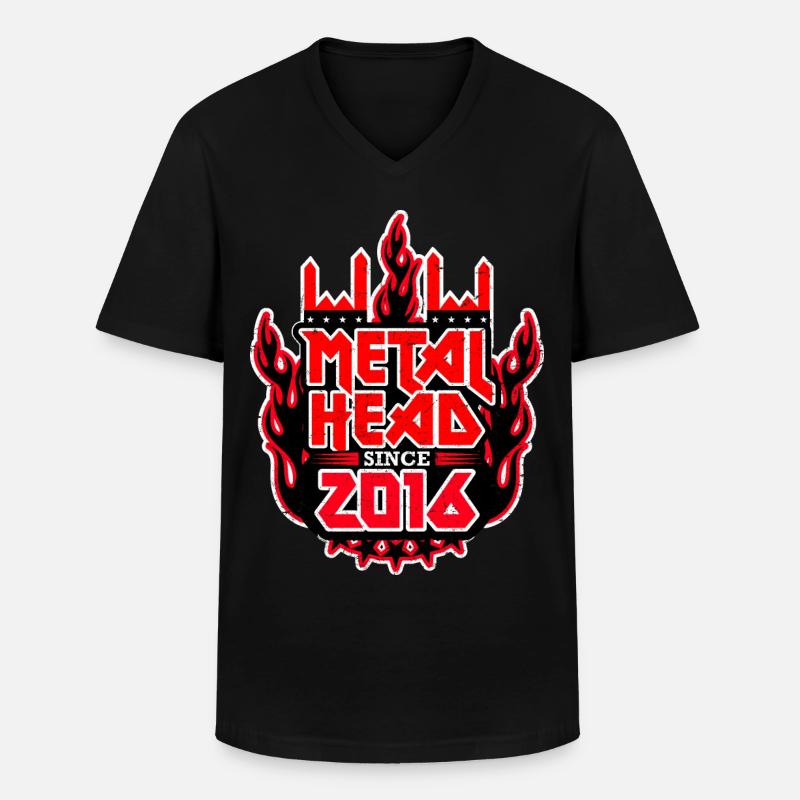 METALHEAD since 2016 - Männer-T-Shirt mit V-Ausschnitt - Schwarz