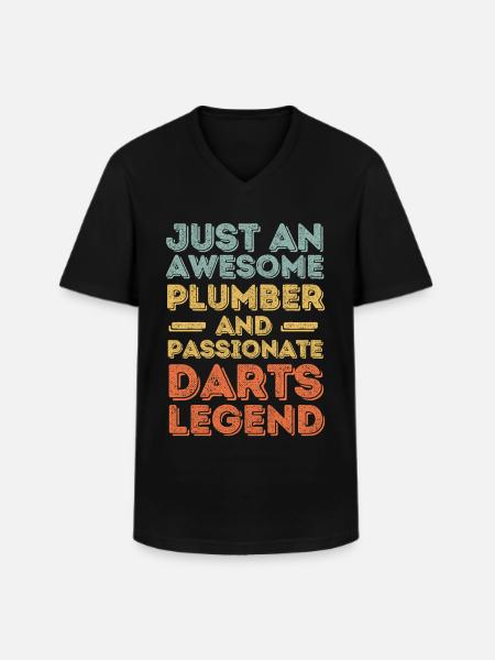 Plumber Darts legend retro - Men's V-Neck T-Shirt - black
